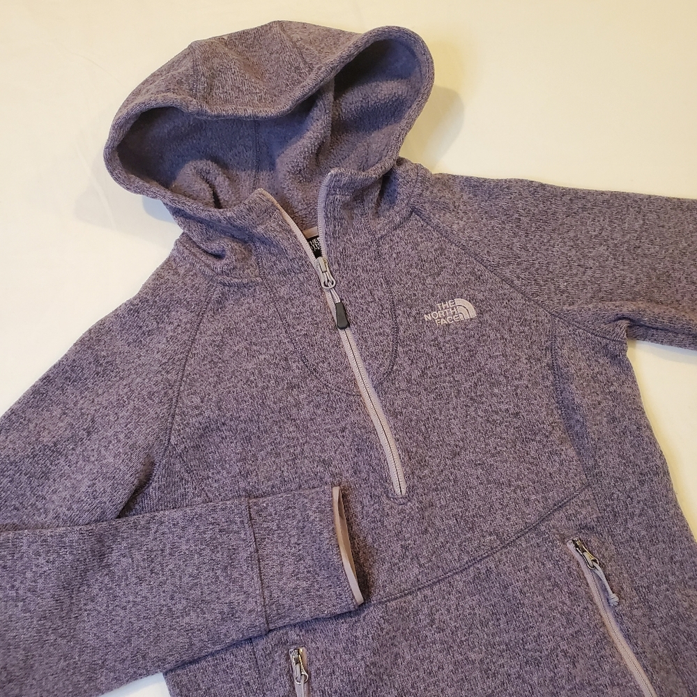 The North Face Sweater Knit Hooded 1/2 Zip Fleece Pullover Women's XS Lavander